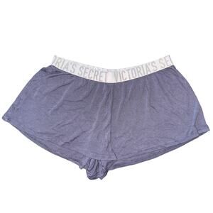 Victoria’s Secret short shorts pj gray purple medium sparkly logo band ribbed
